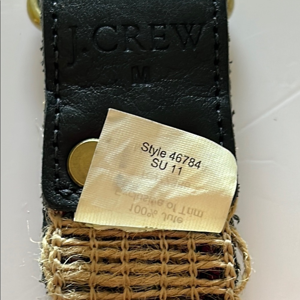J Crew Jute & Leather Belt Sequin Accents Brass Hardware - Size MEDIUM - Picture 7 of 12